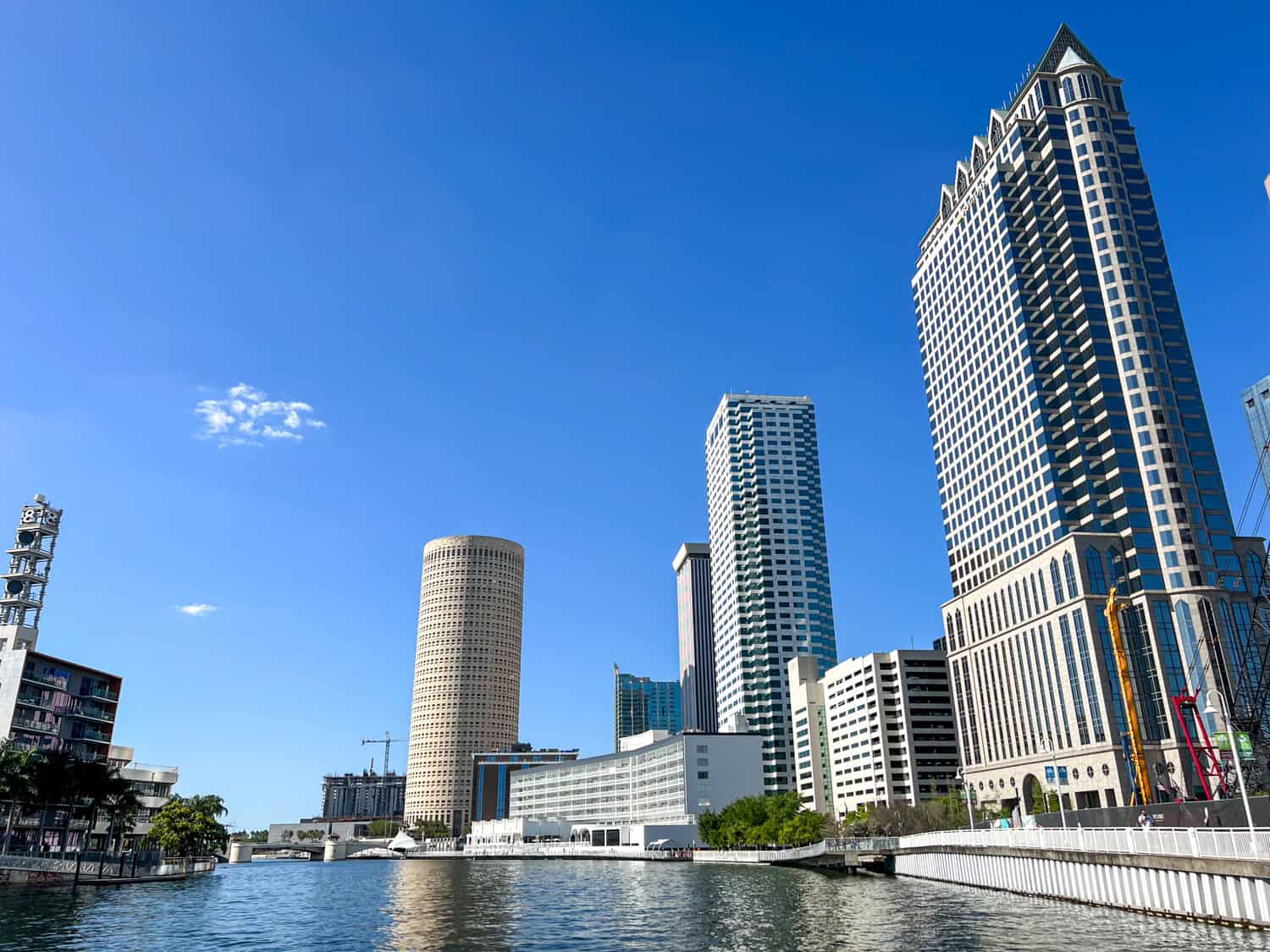 Looking north up the Hillsborough River, MacDill Park can be seen in the lower center right.