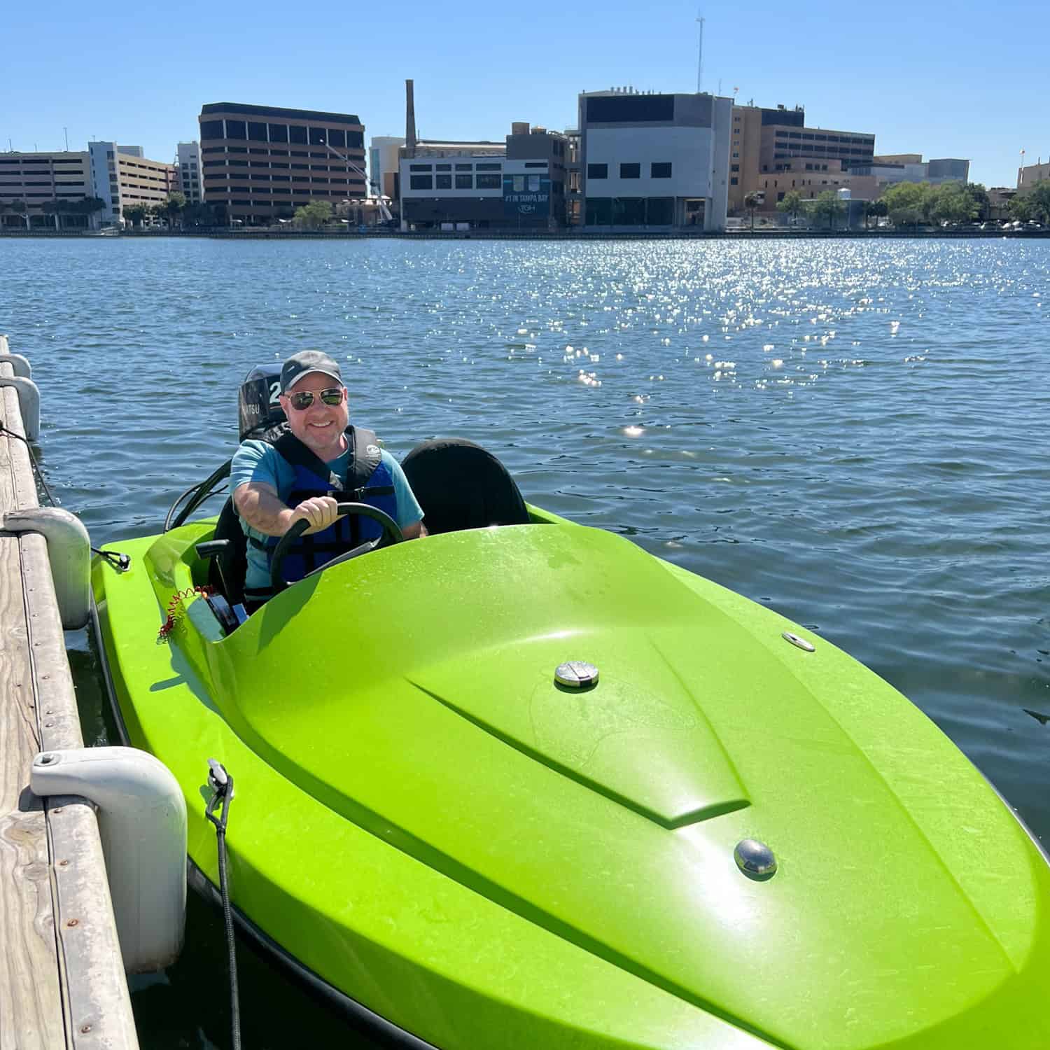 Dave is ready to go motor-boating around Tampa Bay