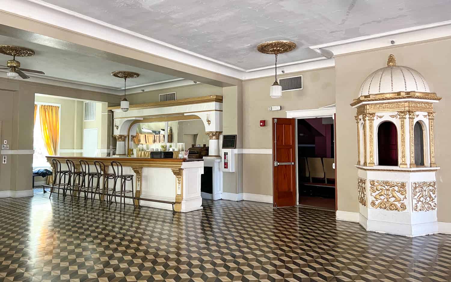 Bar and theater in The Cuban Club, which is rumored to be haunted.