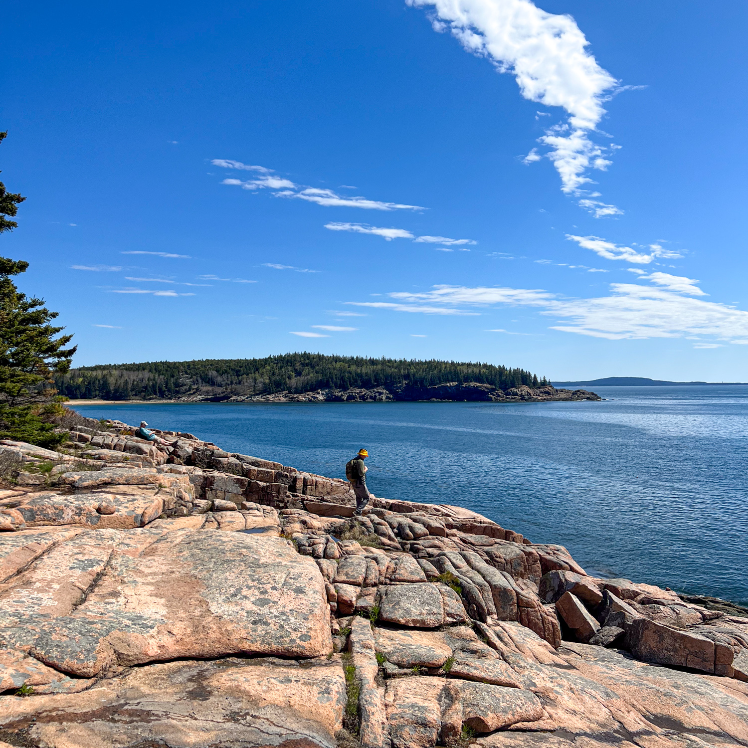 Hikers on the rocks in Acadia National Park