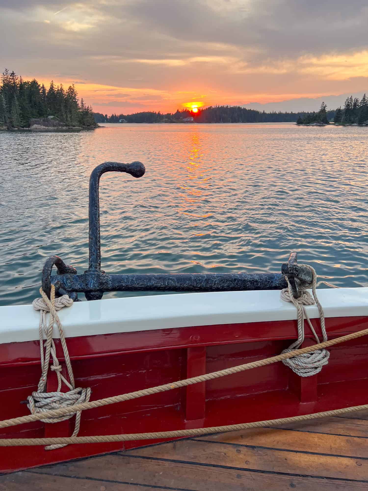 Sunset as seen from a Maine windjammer cruise