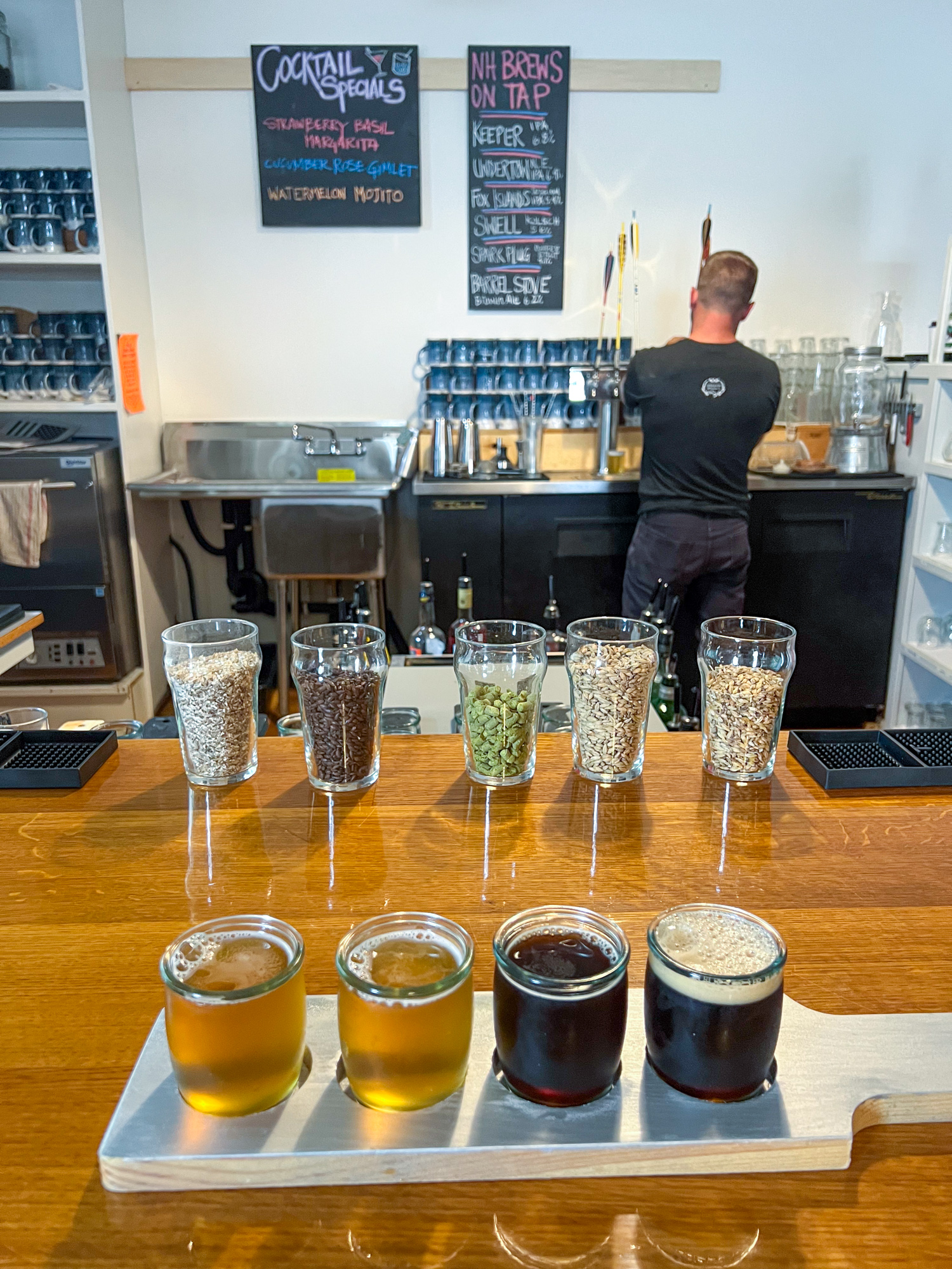 Beer flight at North Haven Brewing Co.