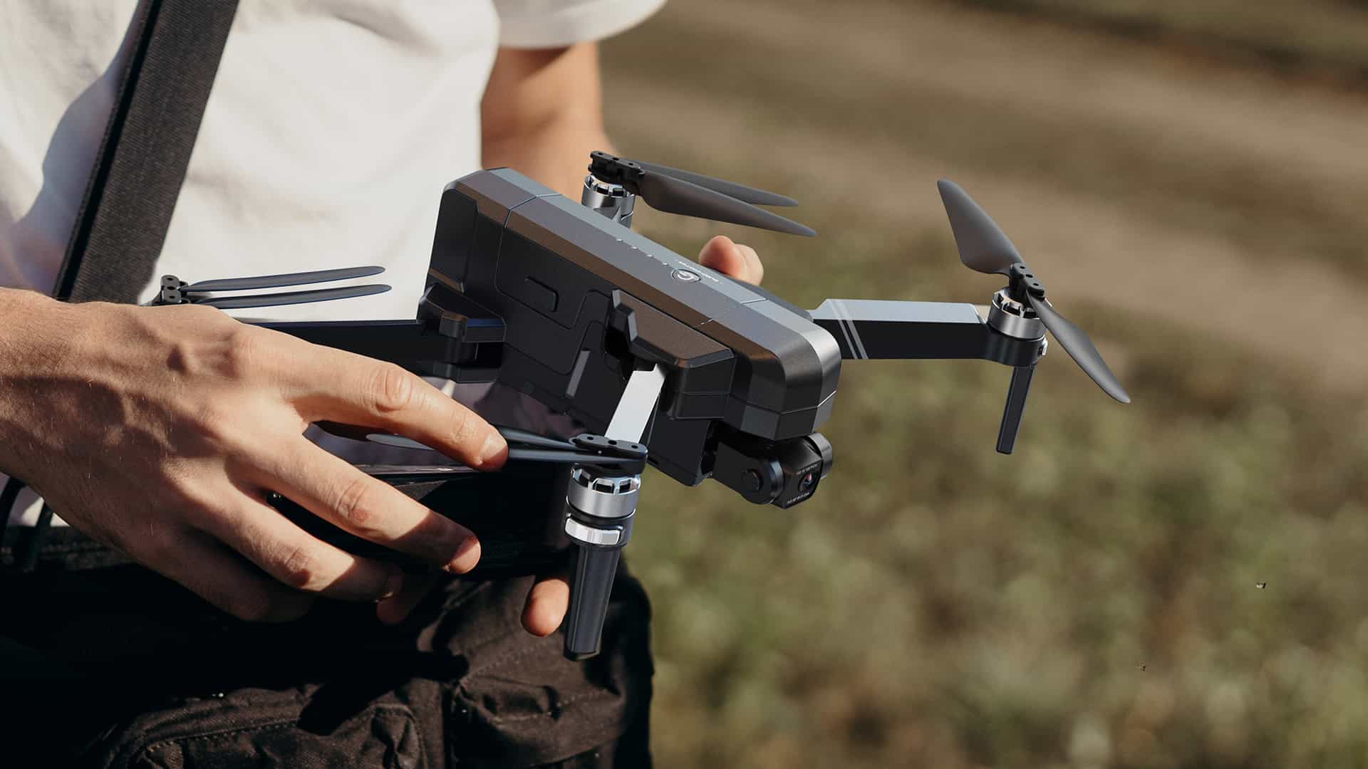 Preparing to fly a compact camera drone