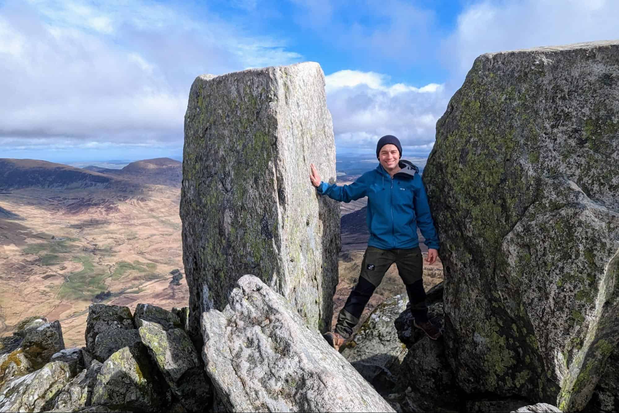 Standing between Adam and Eve on the summit of Tryfan. (photo: Steve Cleverdon)