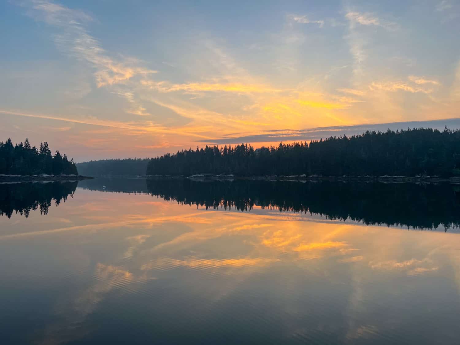 Hints of sunrise over Vinalhaven Island at 5:10 a.m.