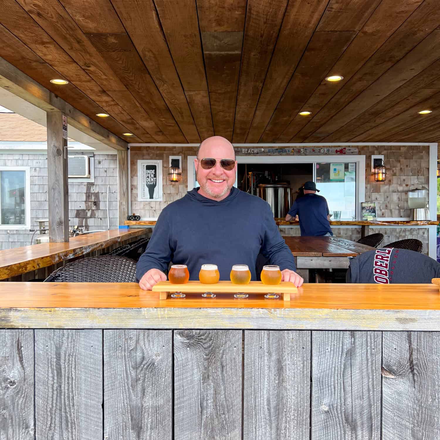 Beer tasting at  Waterman's Beach Brewery in Central Maine