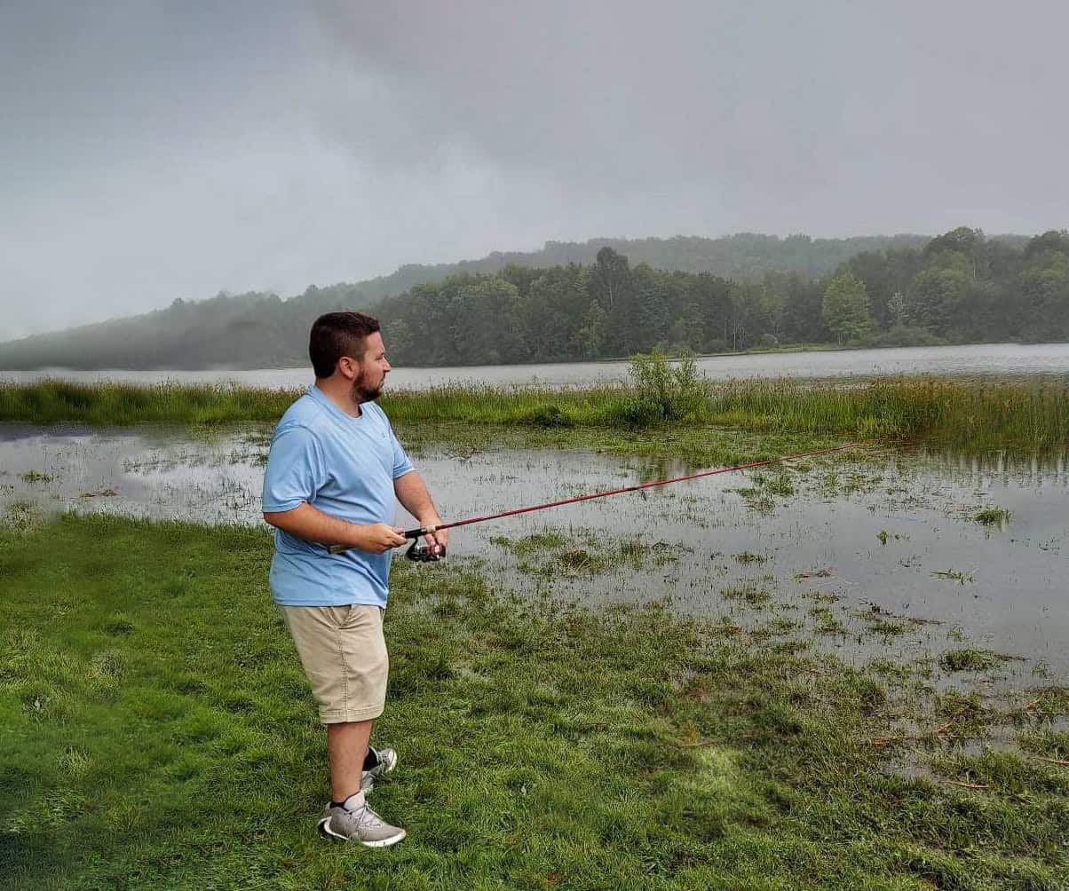 The author fishing along the Appalachian Trail in Pennsylvania