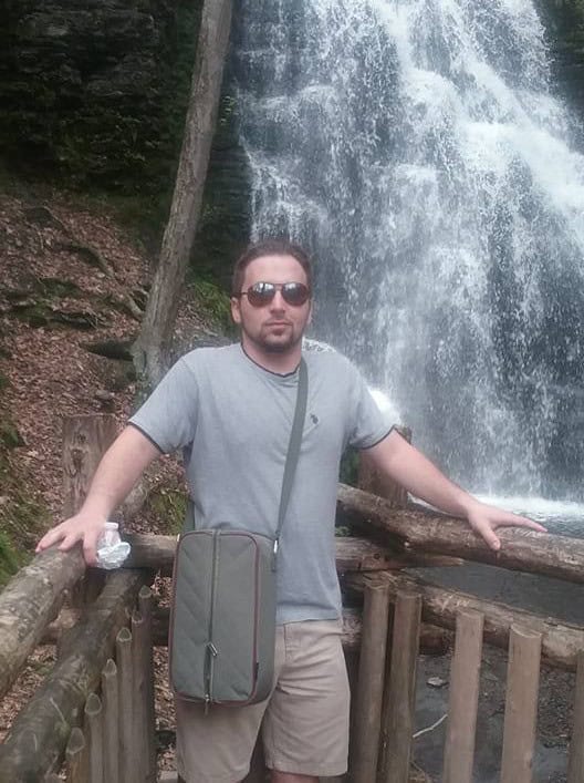 The author at a waterfall on the Appalachian Trail in Pennsylvania