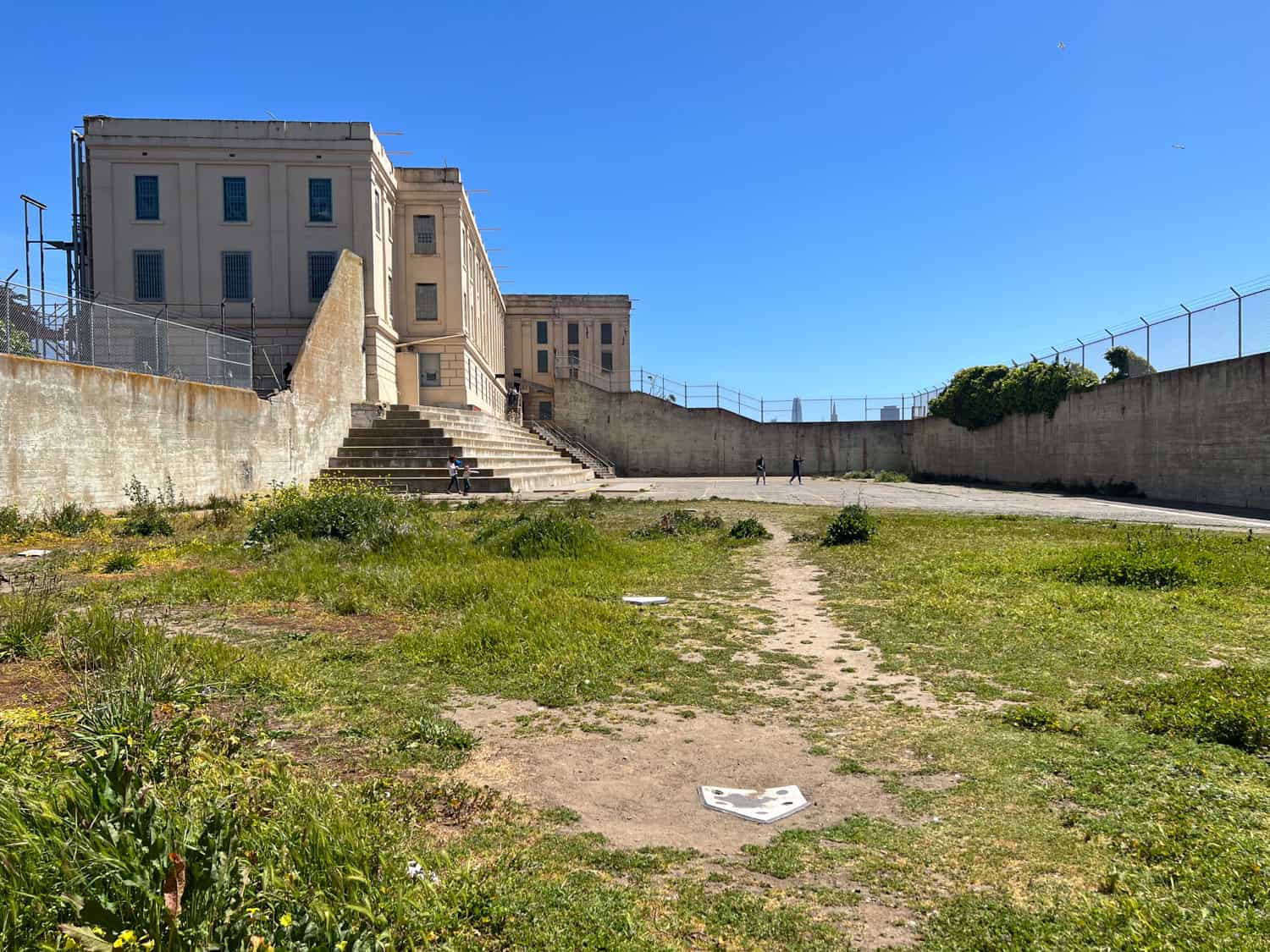 Prison yard at Alcatraz Island, on tour that included Muir Woods and lunch in Sausalito.