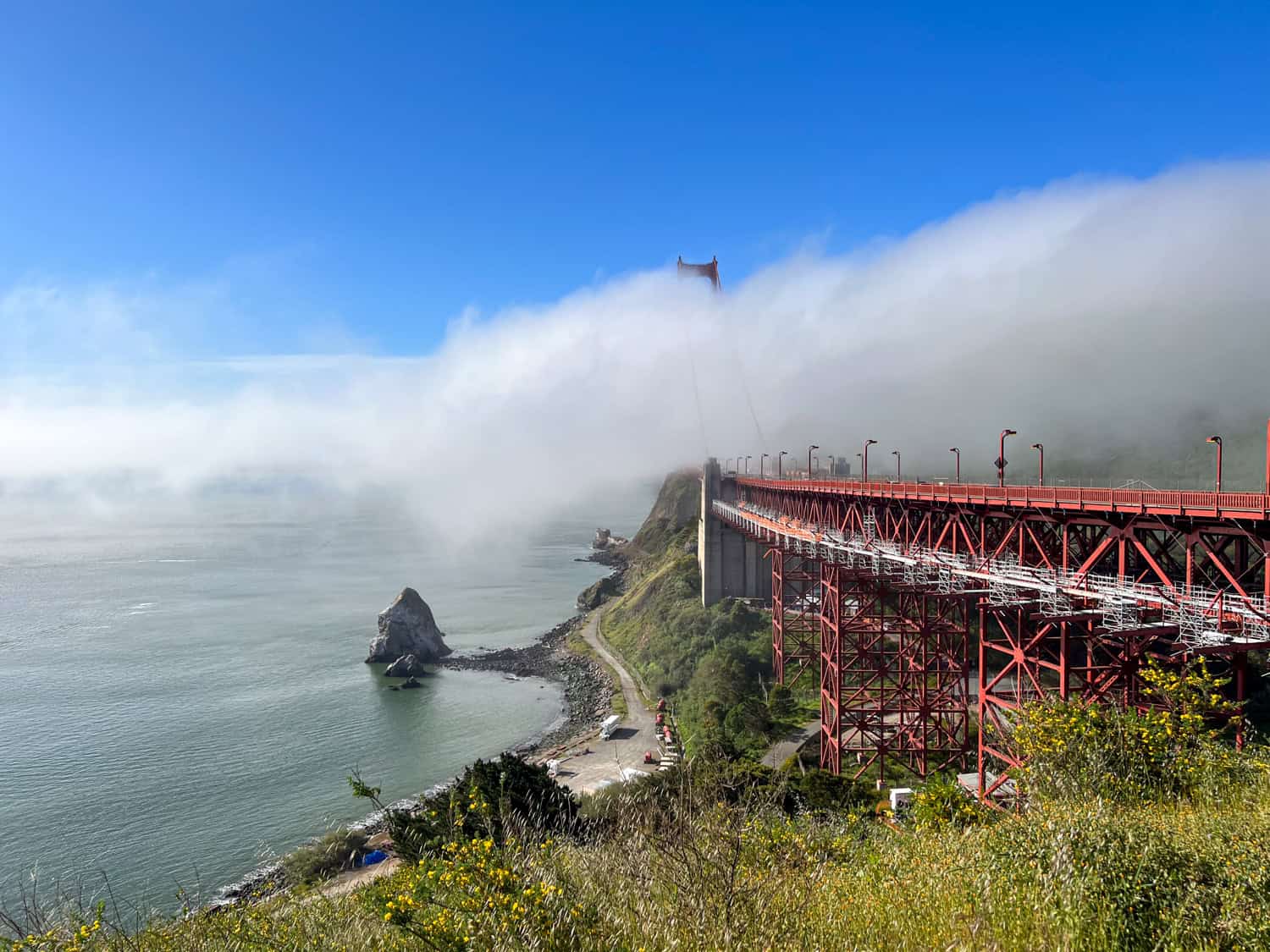 Golden Gate Bridge as seen on a Alcatraz with Muir Woods and Sausalito tour by Viator