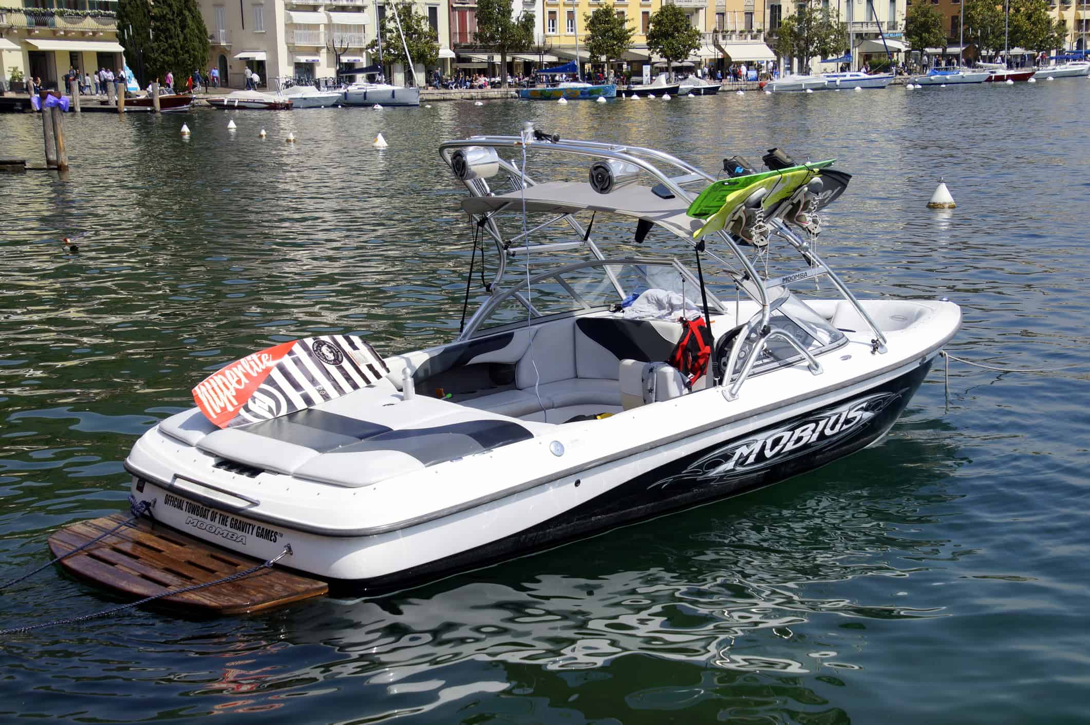 Choosing the right boat for your time on the water is key. Pictured: a wakeboard boat in Salo, Italy (photo: Jarretera, iStockphoto license)