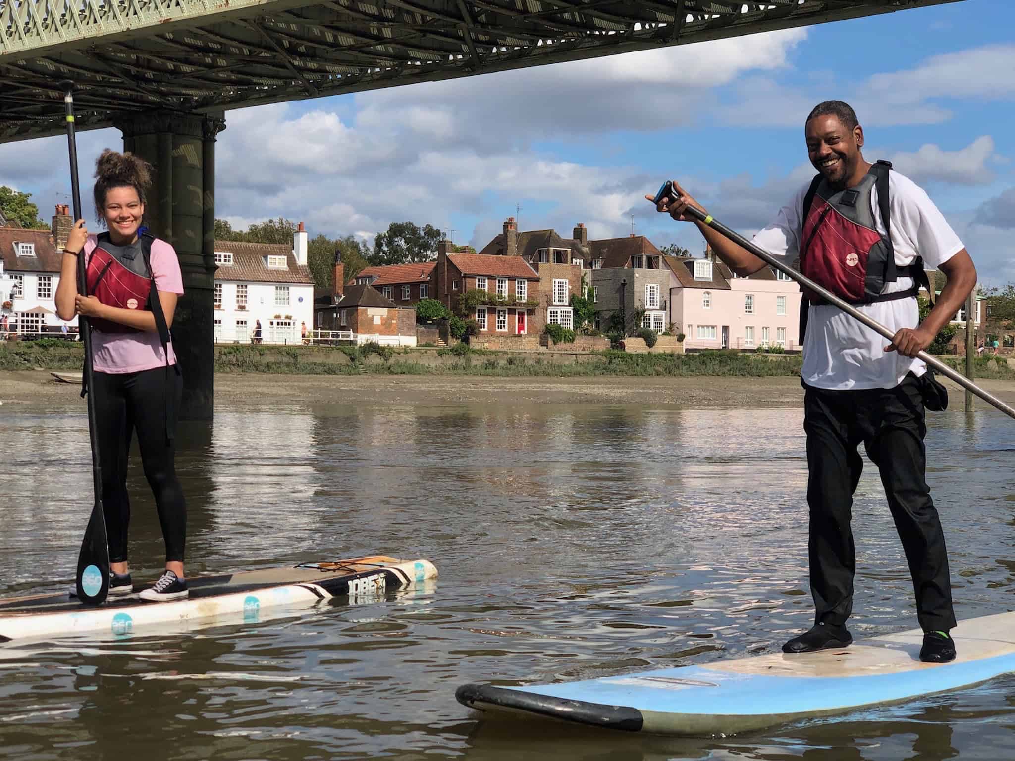 Paddleboarding is one of the best outdoor activites in London. This photo was taken under Kew Bridge.  (photo: Active 360)