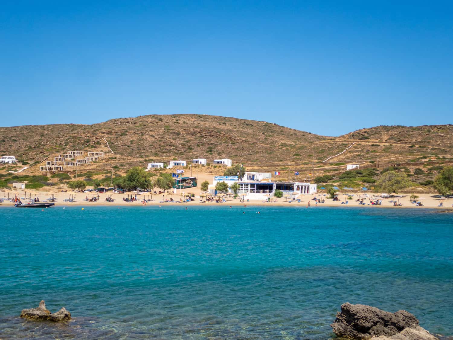 View of Manganari Beach on the south coast of Ios.