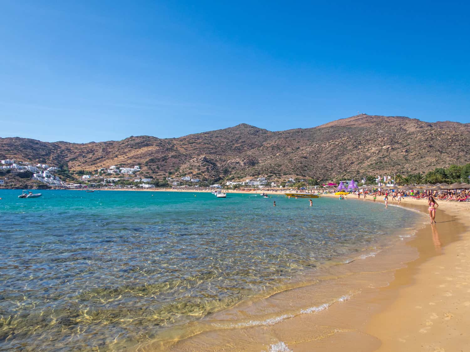 View north and east across Mylopotas Beach.
