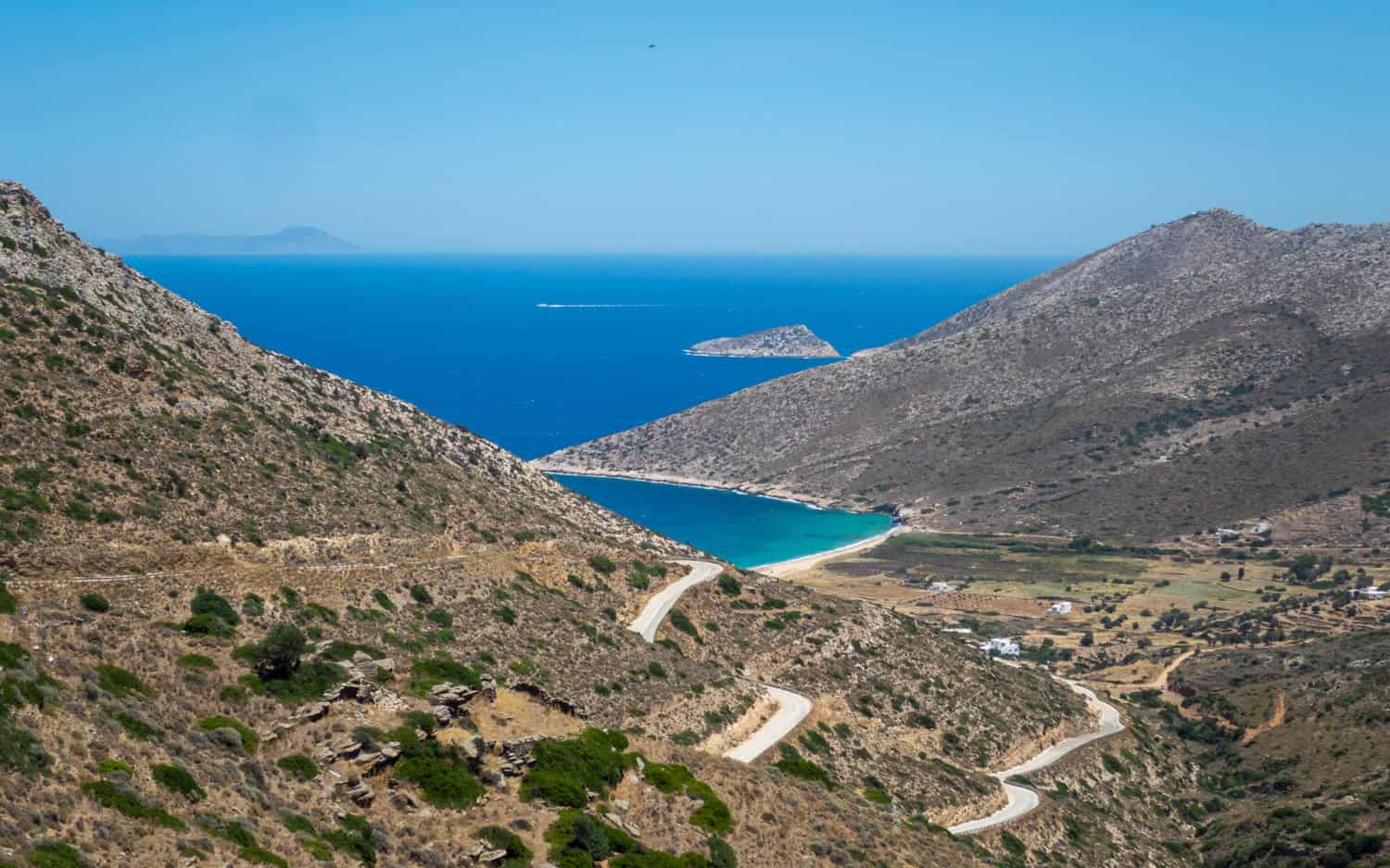 The road to Agia Theodoti Beach on Ios.