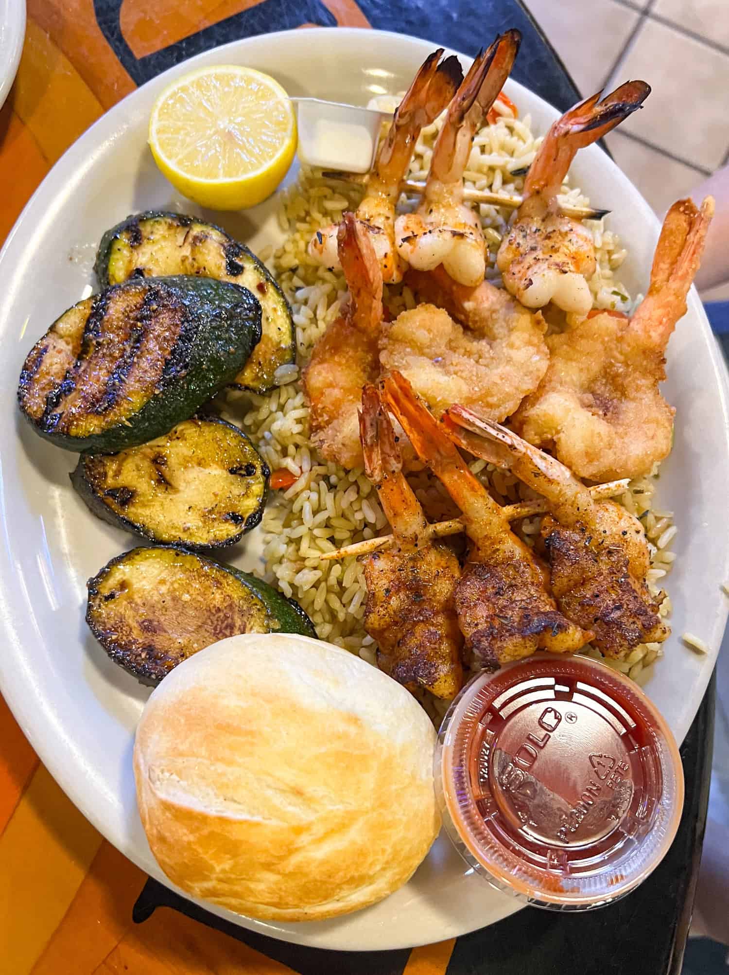 Mixed shrimp plate at Blackbeards' seafood resaturant.