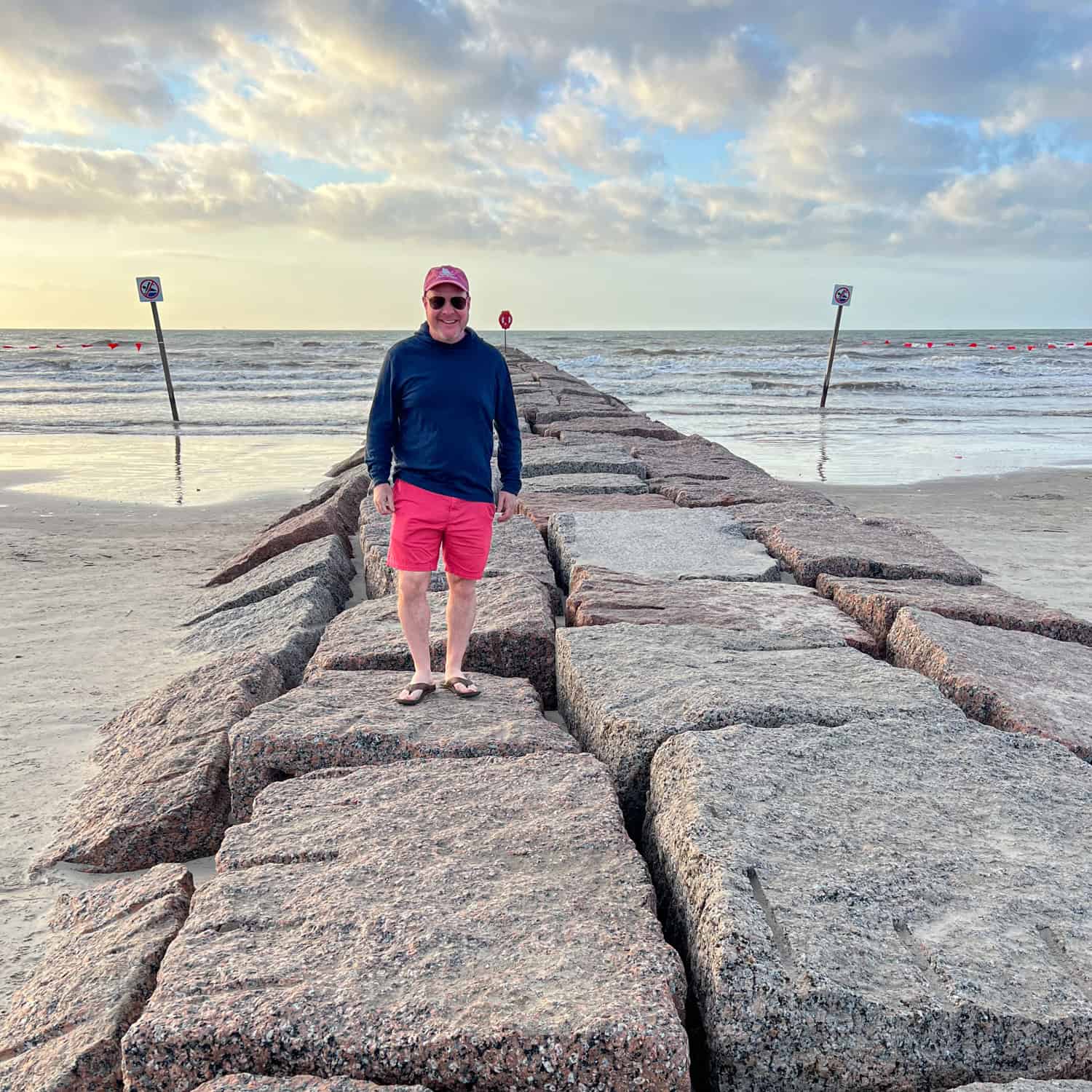 Dave at sunrise on Galveston Beach (photo by Kelly Lemons).