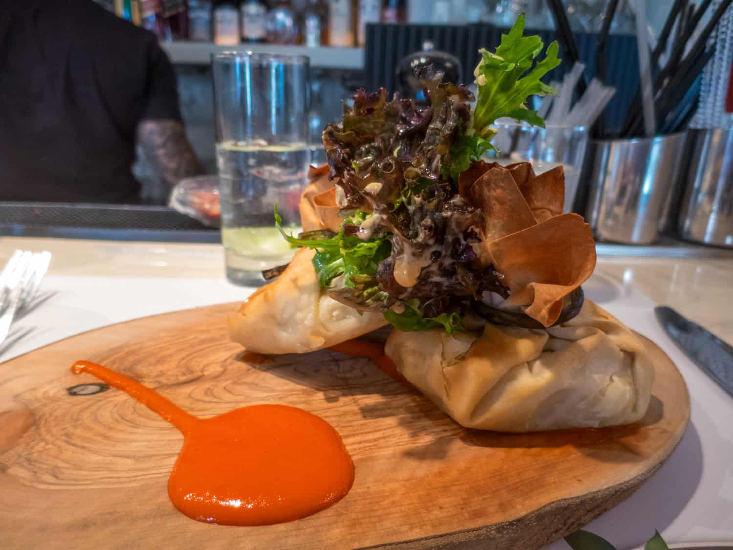 Mykonian onion pie at M-eating Restaurant.