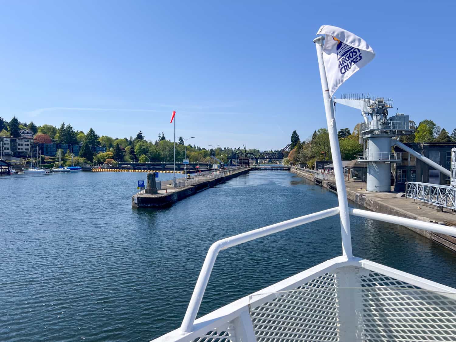 Approaching the larger of the two Ballard Locks in Seattle on a cruise.