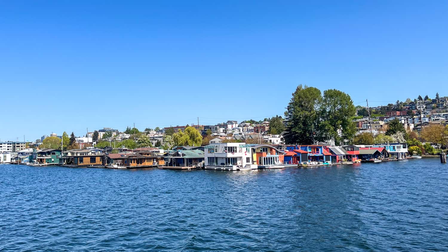 Floating homes on Lake Union in Seattle, WA.