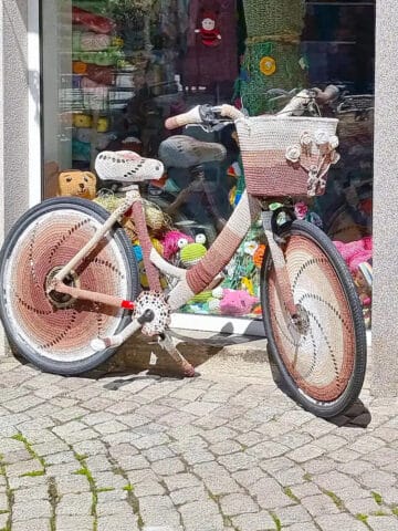 Woven bike in Plovdiv Plaka.