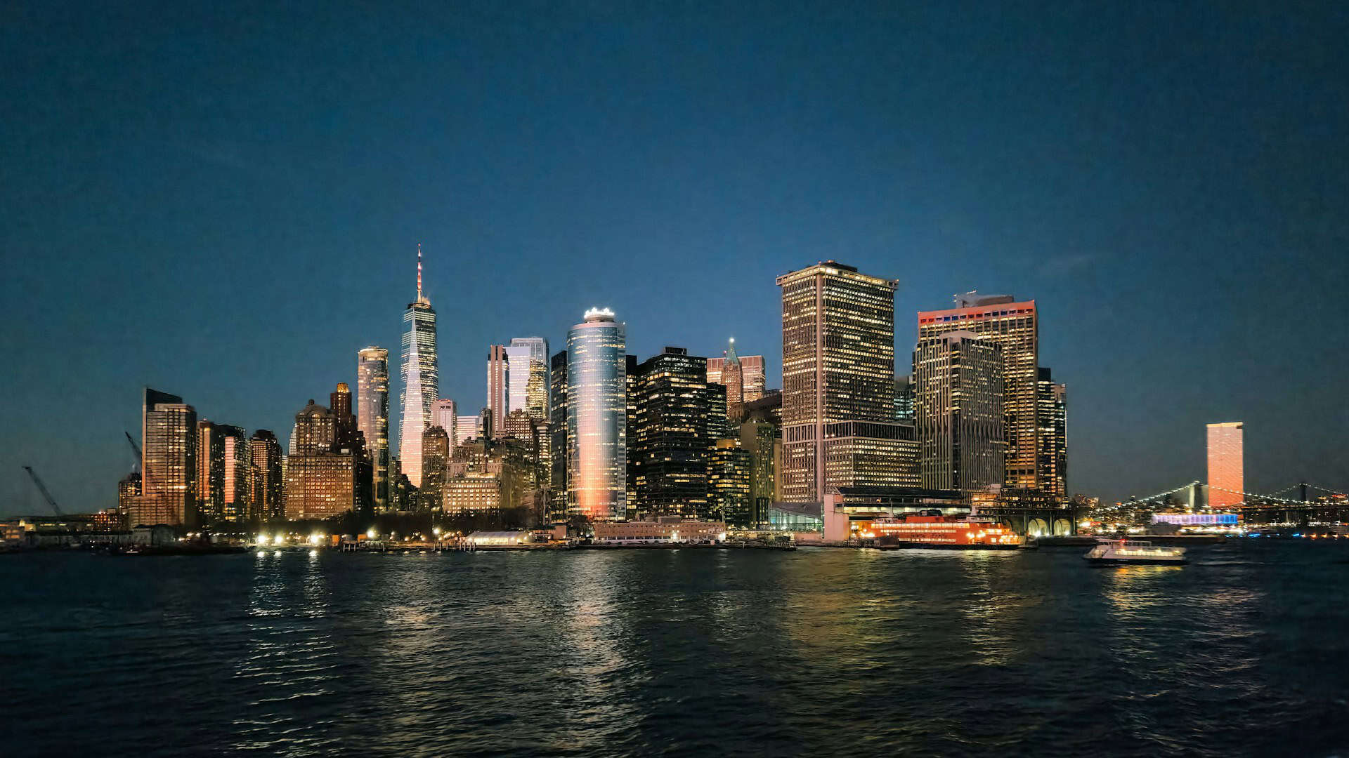 Lower Manhattan as seen from the Staten Island Ferry (photo: Zoshua Colah).