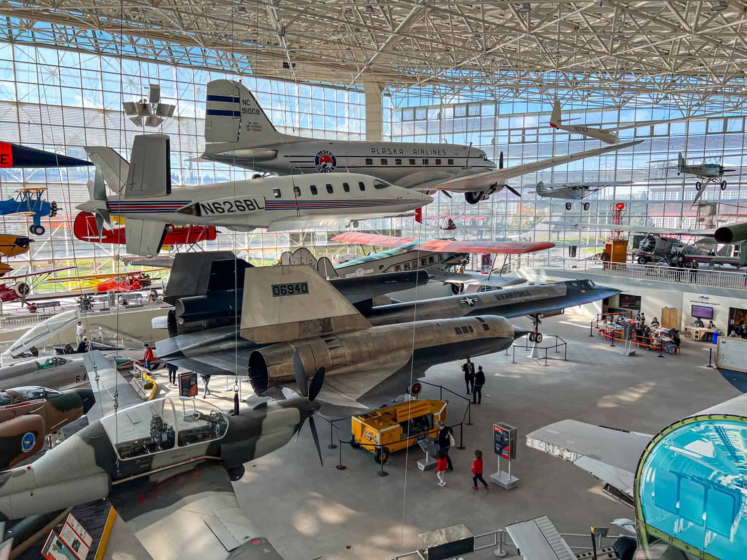 Planes on display at the Museum of Flight.
