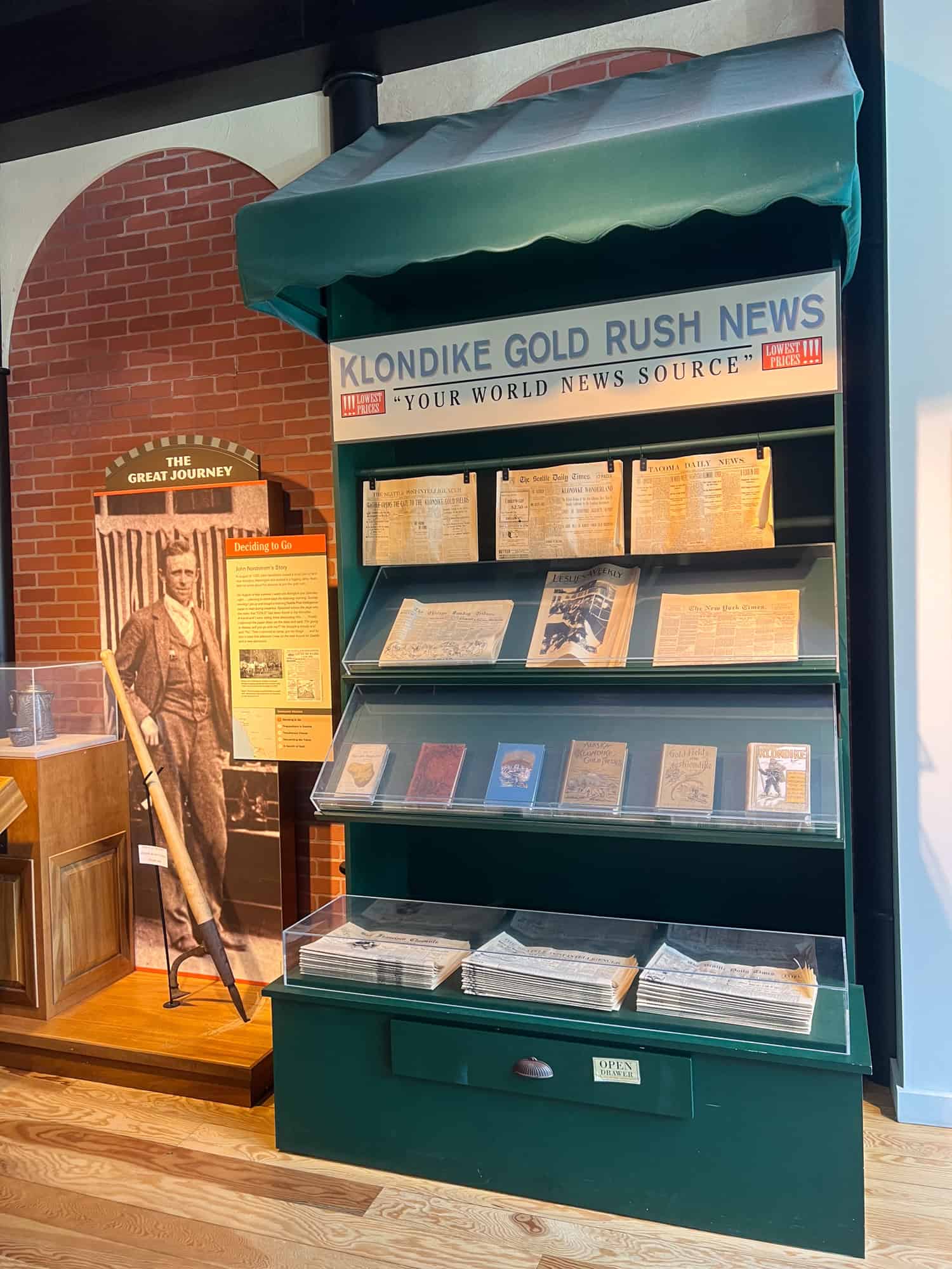 Seattle newspapers at the Klondike Gold Rush National Historical Park.