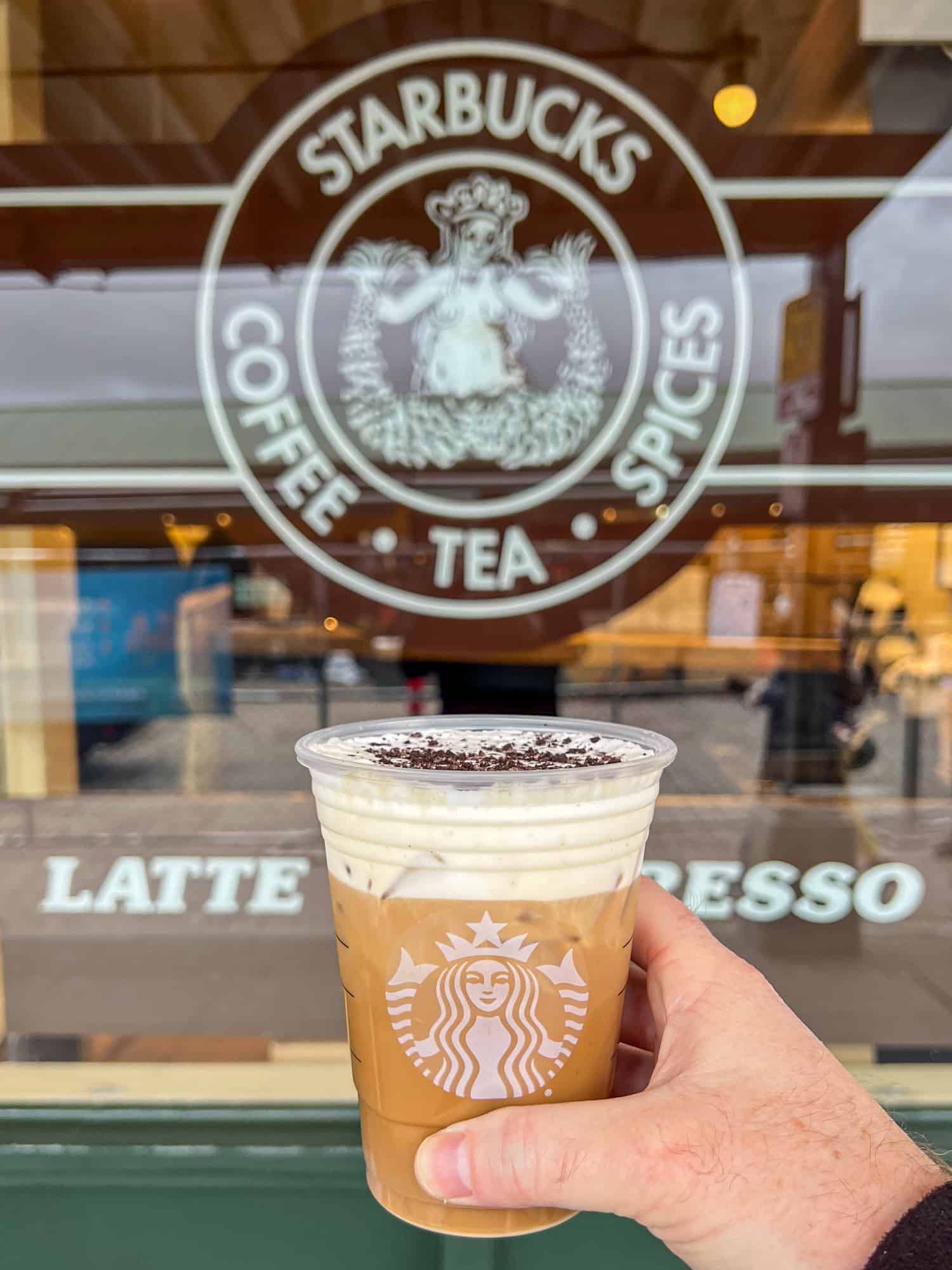 Cookies and Cream Latte at the original Starbucks location in Pike Place.