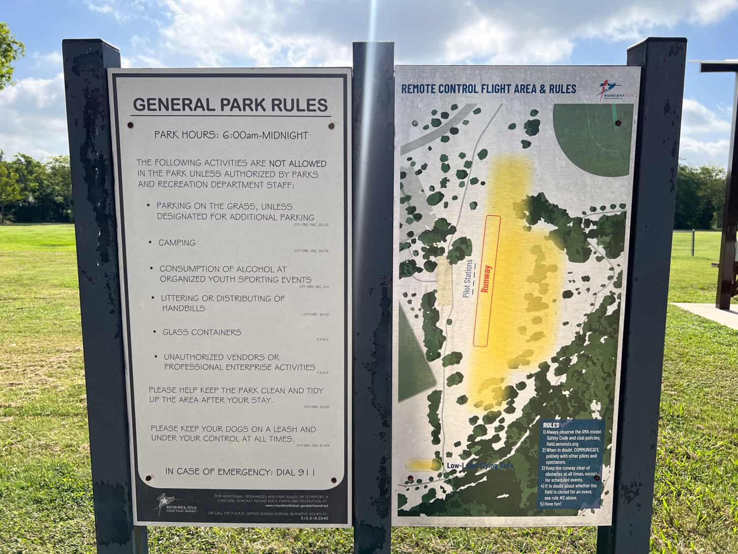 Remote control flight area map and rules.
