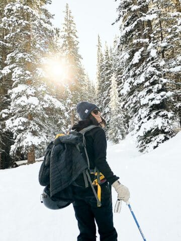 A backcountry skiier in Mayflower Gulch Trail - Frisco, Colorado (photo: Holly Mandarich).