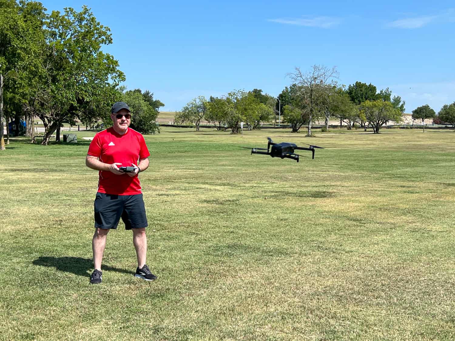 Flying the drone at eye level (photo by Kelly Lemons).