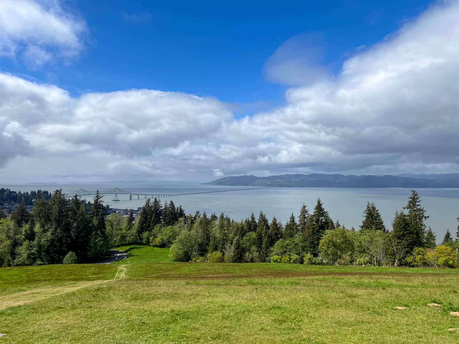 View of the Columbia River from the Astoria Column. View of the Columbia River from the Astoria Column.