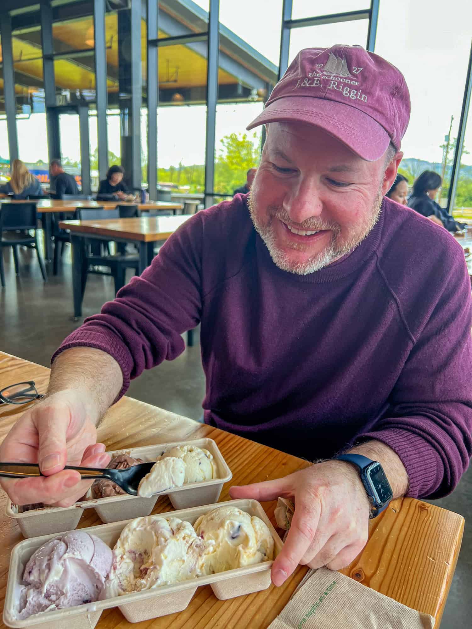 Dave sampling Tillamook Ice Cream (photo by Kelly Lemons). Dave sampling Tillamook Ice Cream (photo by Kelly Lemons).