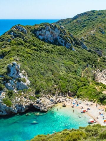 Porto Timoni beach on the island of Corfu in Greece (photo: Chris Karidis, Unsplash).