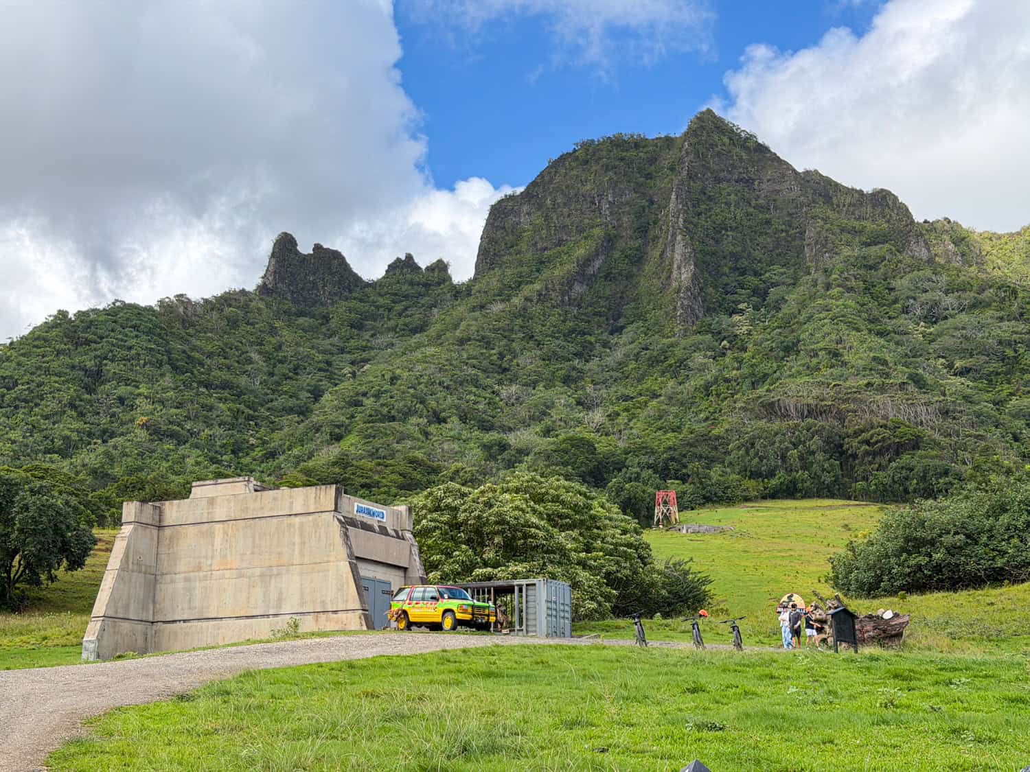 The raptor enclosure from "Jurassic World."