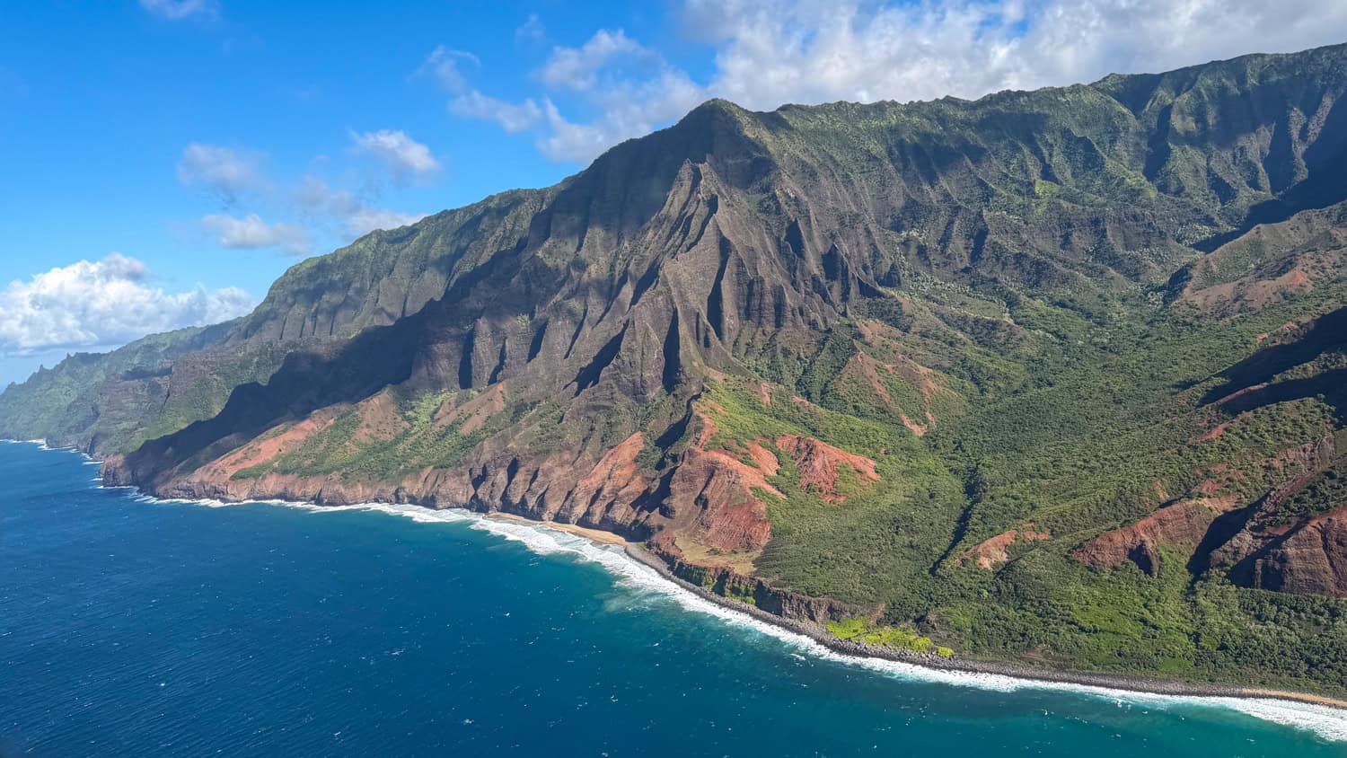 Layered valleys and sharp ridgelines on Kauai.