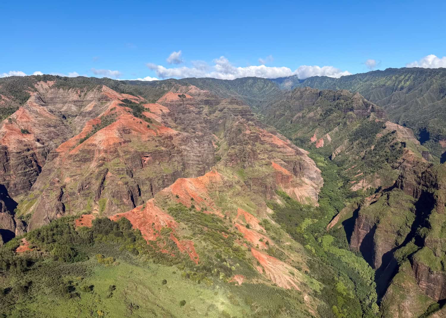 Waimea Canyon as seen from an Island Helicopters Jurassic Falls flight over Kauai.