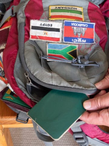 Backpack country patches passport (photo: Fearless on Four Wheels, iStock).