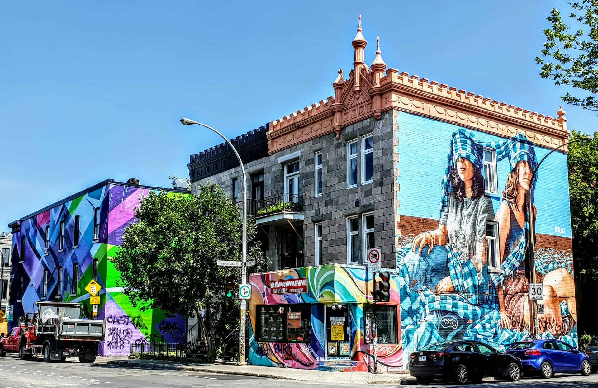 Colorful street art in Montreal (photo: Benoit Debaix, Unsplash).