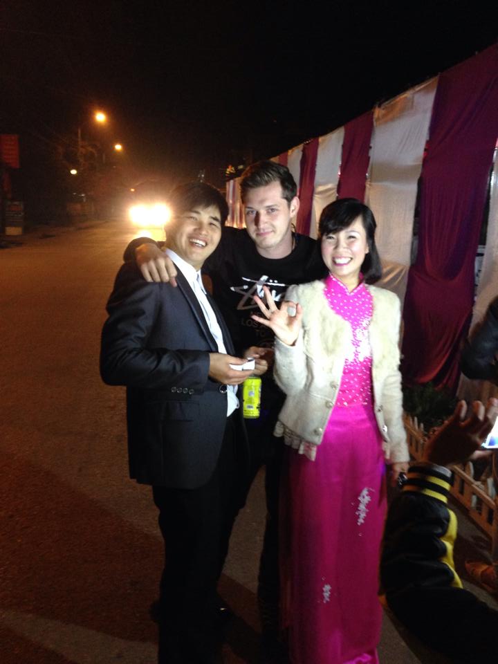 The author with Vietnamese wedding couple