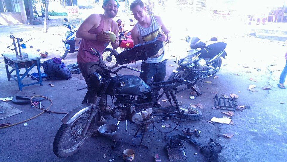 Nick and I with the remains of Jim's bike
