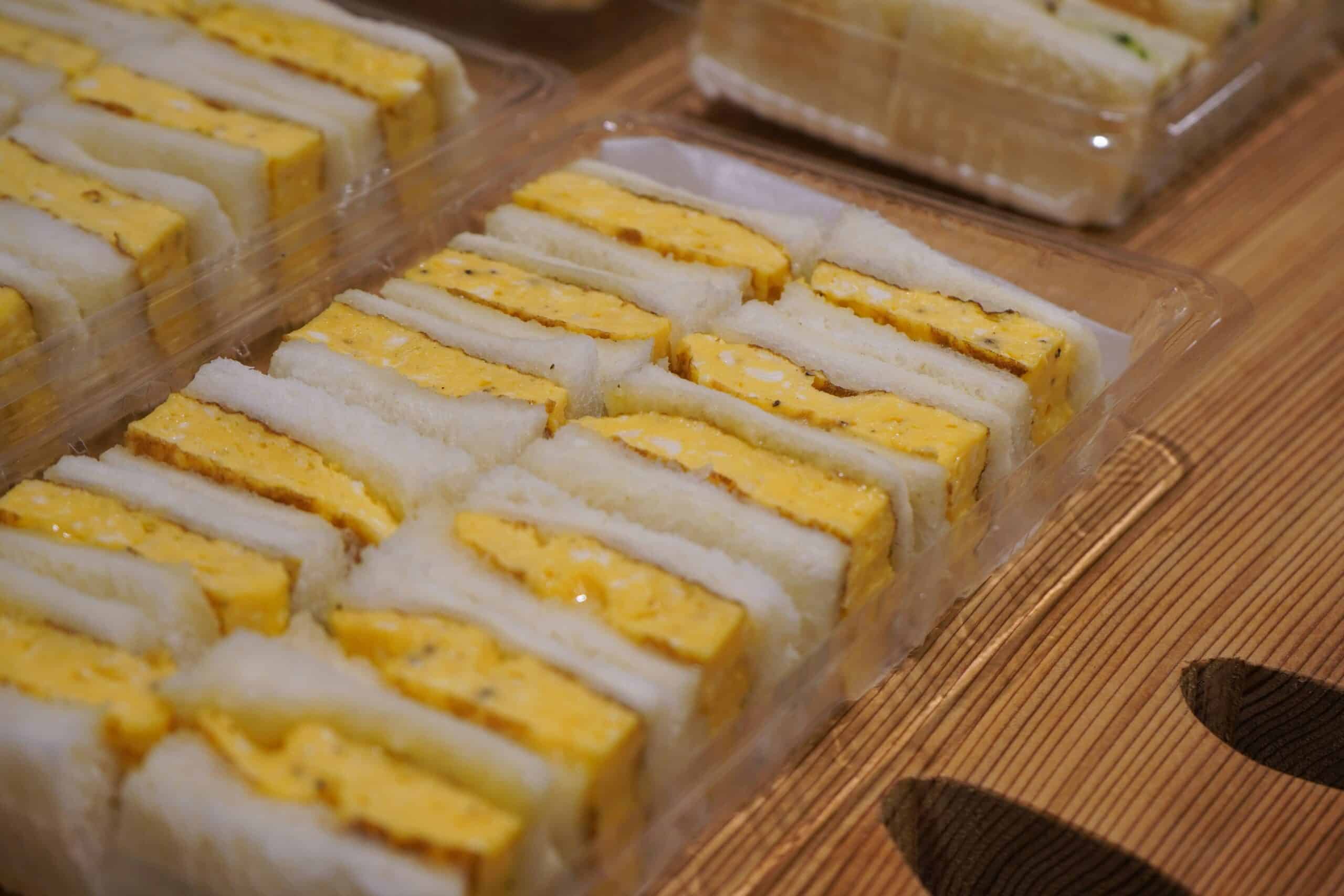 Japanese egg sandwiches (tamago sando) in a convenience store in Japan