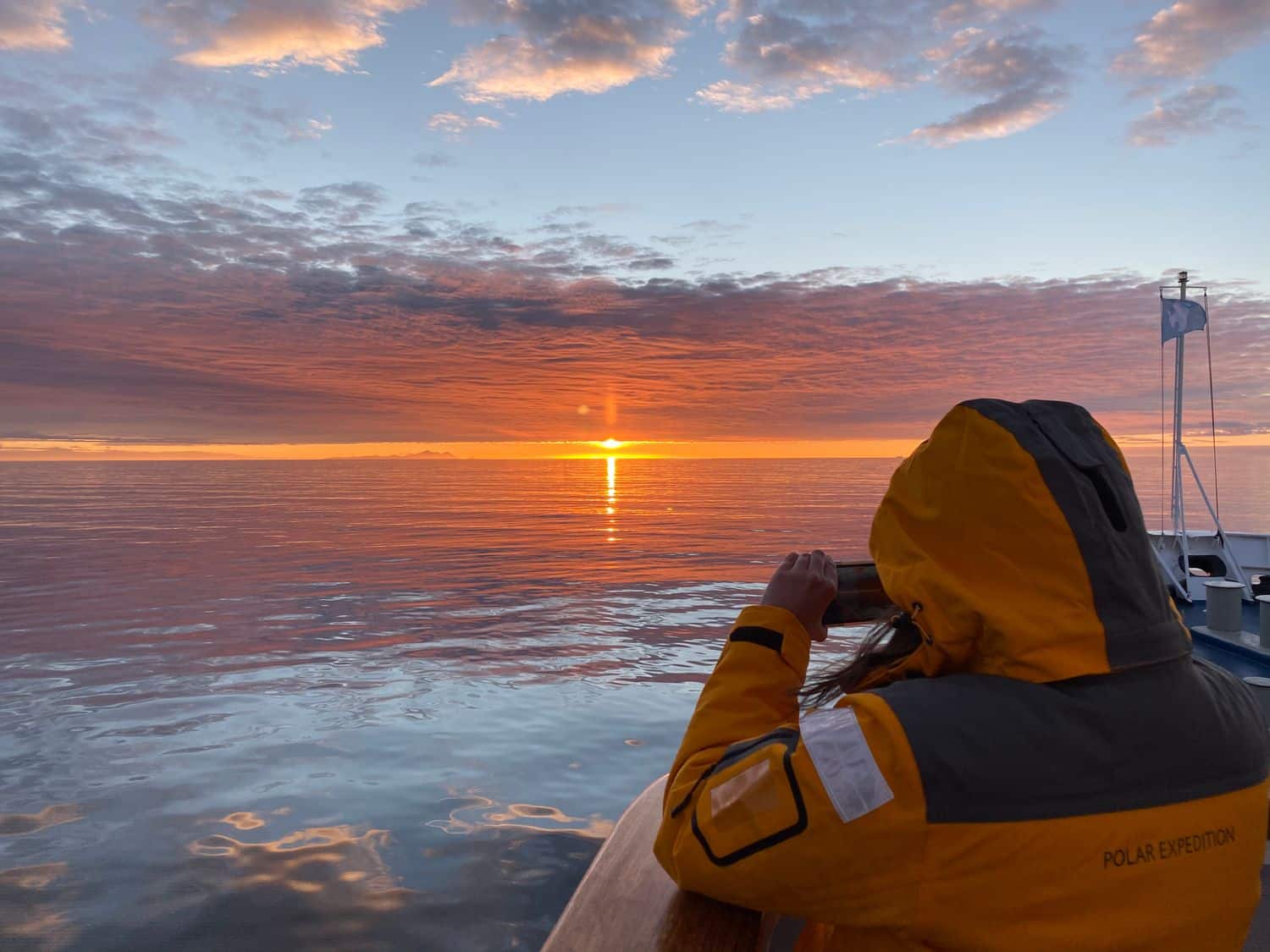 Photographing sunset during Antarctic cruise.